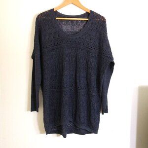 Peruvian Connection‎ Oversized Dolman Sleeve Loose Knit Sweater Gray Tweed Sz S